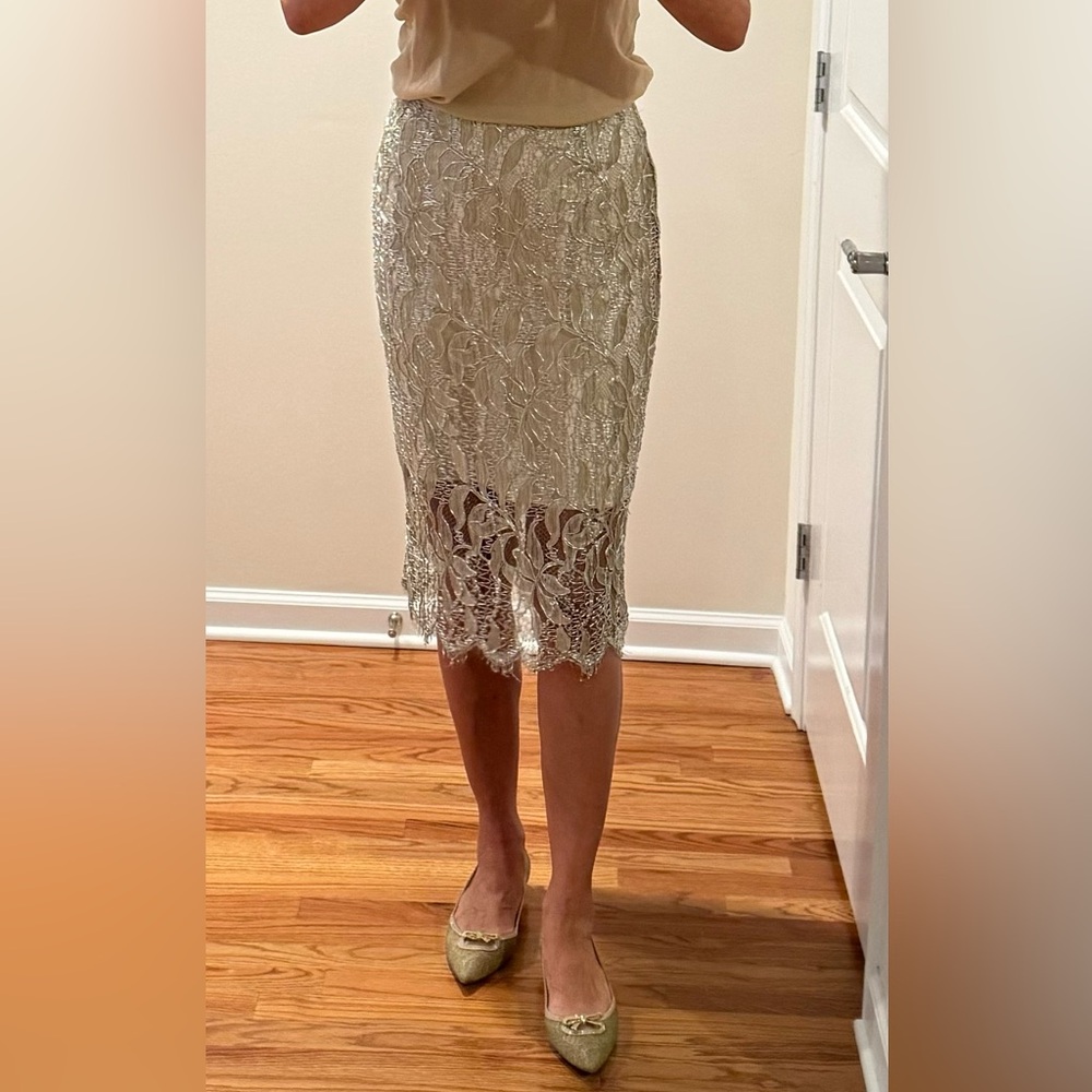 Luisa Beccaria gold lace jacket and skirt size 46 - Picture 4 of 16